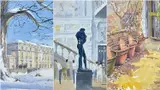 Watercolours - Petworth House in snow by Nick Moranne, 2000, watercolour, offered Oct 2023