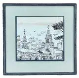 Saffron Walden by Edward Bawden, ink on paper, sold Oct 2023