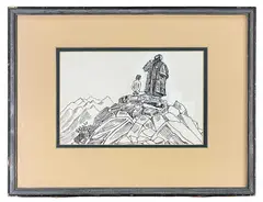 Abraham standing over his naked son by Edward Bawden, ink, sold Oct 2023