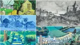 including etching of church and village harbour signed James G. Murray 22.5 x 42. by Five Prints, etching, offered Oct 2023