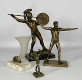 including Regency frosted glass and bronze cornucopia on marble base, and by Assorted Sculpture, bronze, sold Oct 2023