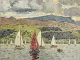 Across the Straits From Beaumaris by Keith Gardner, oil on board, sold Oct 2023