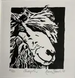Sheepish by Anne Lewis, linocut, sold Oct 2023