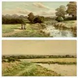 The River Bourne Near Horsell, Surrey by George Oyston, 1922, watercolor, sold Aug 2023