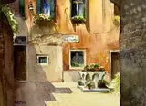 Corte du Prete Venice 2002 by David Weston, watercolour, offered Aug 2023