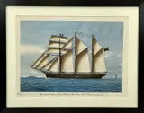 Colour print - three masted schooner 'David Morris Off Portmadoc by Limited Edition, print, sold Aug 2023