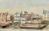 Vintage Wapping, London 1991 by Dennis John Hanceri, watercolour, sold Aug 2023