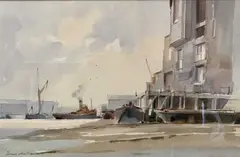 River and Mud by Dennis John Hanceri, watercolour, sold Aug 2023