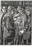Monoprint - men in work clothes including peak caps by Karel Lek first edition, print (other), sold Jul 2023