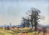 Winter Sunlight by John Lines, oil on board, sold Jul 2023