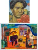 A Girl with Flower IX by Quddus Mirza, acrylic, sold Jul 2023