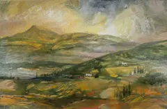 Early Light Above Lucca, Tuscany by Ronald Lowe, watercolour and body, offered Jul 2023