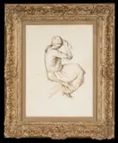 Girl Tying Up Her Hair by Arthur R. M. Todd, ink, sold Jul 2023