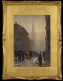 A Frosty Morning, Liverpool by Arthur Cox, 1880, watercolour, offered Jul 2023