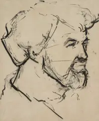 Self Portrait by Ronald Lowe, charcoal on paper, sold Jul 2023