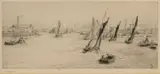 Greenwich Reach by William Lionel Wyllie, etching, sold Jul 2023