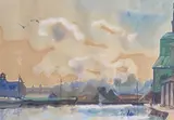 Ipswich Docks 1977 by Jean Alexander, watercolour, offered May 2023