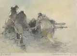 Men tending fishing boat by William Selwyn limited edition print, print, sold May 2023
