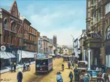 acrylic on canvas - Wind St. Swansea, signed, 29.5 x 39.5cm by M. Lenoir, acrylic on canvas, sold May 2023