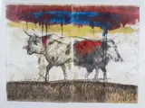 watercolour - Bull, signed and dated, 58 x 77cm by Luis Carlos Barrios, watercolour, offered May 2023