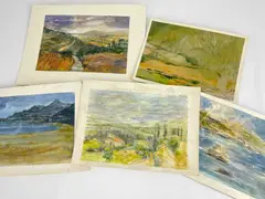 Watercolours on paper - five Continental landscapes including by Ronald Lowe, watercolor, offered May 2023