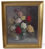 Roses by Victor Webb, 1958, oil on canvas, sold Feb 2022