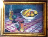 a gilt framed oil on canvas still life with fruit, by Cora J. Gordon R.b.a. S.w.a., oil on canvas, sold Feb 2022