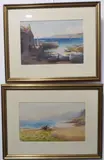 Fishermen yarning on the quay, beached boats in the fore by John Farquharson, 1910, watercolour, sold Feb 2022