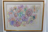 Study of blooms, crayon by Cheryl Gould Mrss, drawing, offered Feb 2022