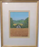 Landscape with wheat(?)field by Laurence O'Toole, pastel, offered Feb 2022