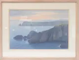 a watercolour study, 'Pembrokeshire Headlands', signed lower left. by John Limbrey McSd, watercolour, sold Jan 2022