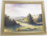 Crickley Hill in the Setting Sun by J.K. Whitton, oil on canvas, sold Dec 2021