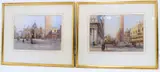 St Mark's Square Venice' and companion painting, both signed lower right (18.5cm x 26cm) (2) by John Fulleylove, watercolor, sold Nov 2021