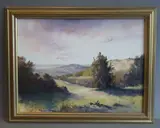 'Crickley Hill in the Setting Sun', oil on canvas, by J.K. Whitton, oil on canvas, sold Oct 2021