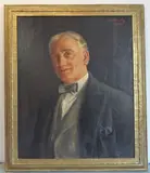 half-length portrait of businessman Percy Waters Esq. wearing a by William Ramsden Brealey, 1932, oil on canvas, sold Oct 2021