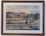 ARWS (1895-1982), figures promenading on a busy harbour wall, mixed by Vivian Roland Pitchforth, mixed media, sold Oct 2021