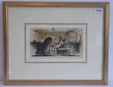 interior with nude awakening, ink and watercolour, signed (4¾ x 8½ by Edward Ardizzone, ink and watercolour, sold Oct 2021