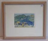 mountainous landscape study with village, North Africa (?), watercolour, by J G Parfitt, 1986, watercolour, sold Oct 2021