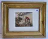 Feeding the Pigs, watercolour, signature and date 1792 (5 x 5¾ins, 12. by George Morland, watercolour, sold Oct 2021