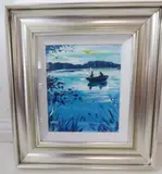 Fishing at Dusk by Lynn Rodgie, oil on board, offered Aug 2021
