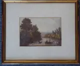 Fishermen in a River Landscape at Sunset by John Varley Jnr., Watercolour, sold Aug 2021