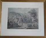 A Waterfall at Cynwyd, Corwen by Edward Dayes, Pencil, ink and watercolour, sold Aug 2021