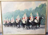 A troop of the Life Guards in ceremonial order (on Rotten Row?) by John Wynne-Morgan, 1964, Oil on canvas, sold Jun 2021