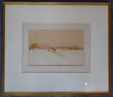 Homeward Bound through the Snow by Claude Hayes, watercolour, sold Jun 2021