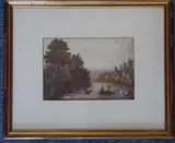 Fishermen in a River Landscape at Sunset by John Varley Jnr., Watercolour, offered Jun 2021