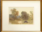 An Undergraduate resting by a River Bank, insc on a label verso, ‘On the Banks of the Isis by Joseph Murray Ince, watercolour, sold Jun 2021