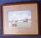 Early 20th century parcel gilt and oak framed and glazed by John Beer, watercolour, sold May 2021
