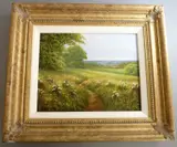 Cotswold Summer Meadows'; signed lower left, informational label verso, sold with 2008 R.H by Terence Grundy, oil on canvas, sold Apr 2021