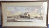 South Pool, near Kingsbridge, Devon'; signed lower left, labels verso, framed and glazed (image size 24cm x 54.5cm) by Brian Crossley, watercolour, sold Mar 2021