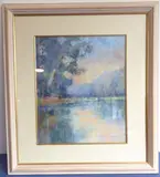 Evening on the Thames'; framed and glazed (image size 37cm x 31cm) by Jane Lampard, pastel, sold Mar 2021